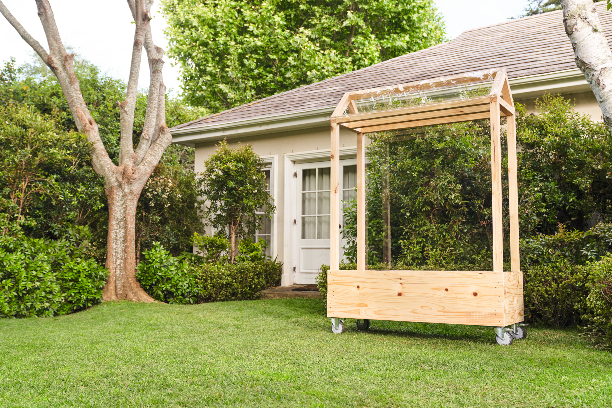 DIY tomato house on a garden plot