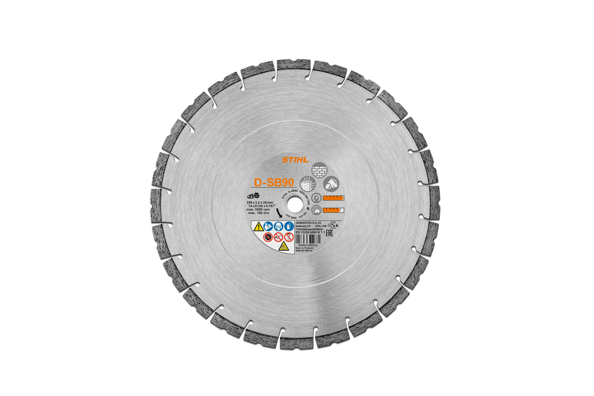 Diamond cutting wheel, Concrete/Hardstone, D-SB90, Ø 300mm/12"