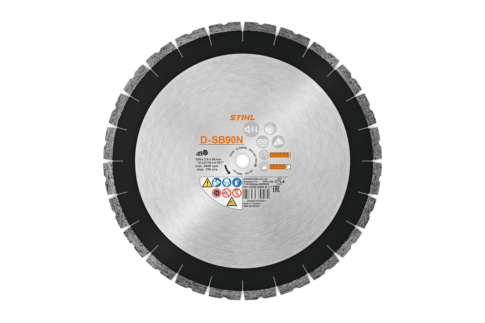 Diamond cutting wheel, Concrete/Hardstone, D-SB90N, Ø 300mm/12"