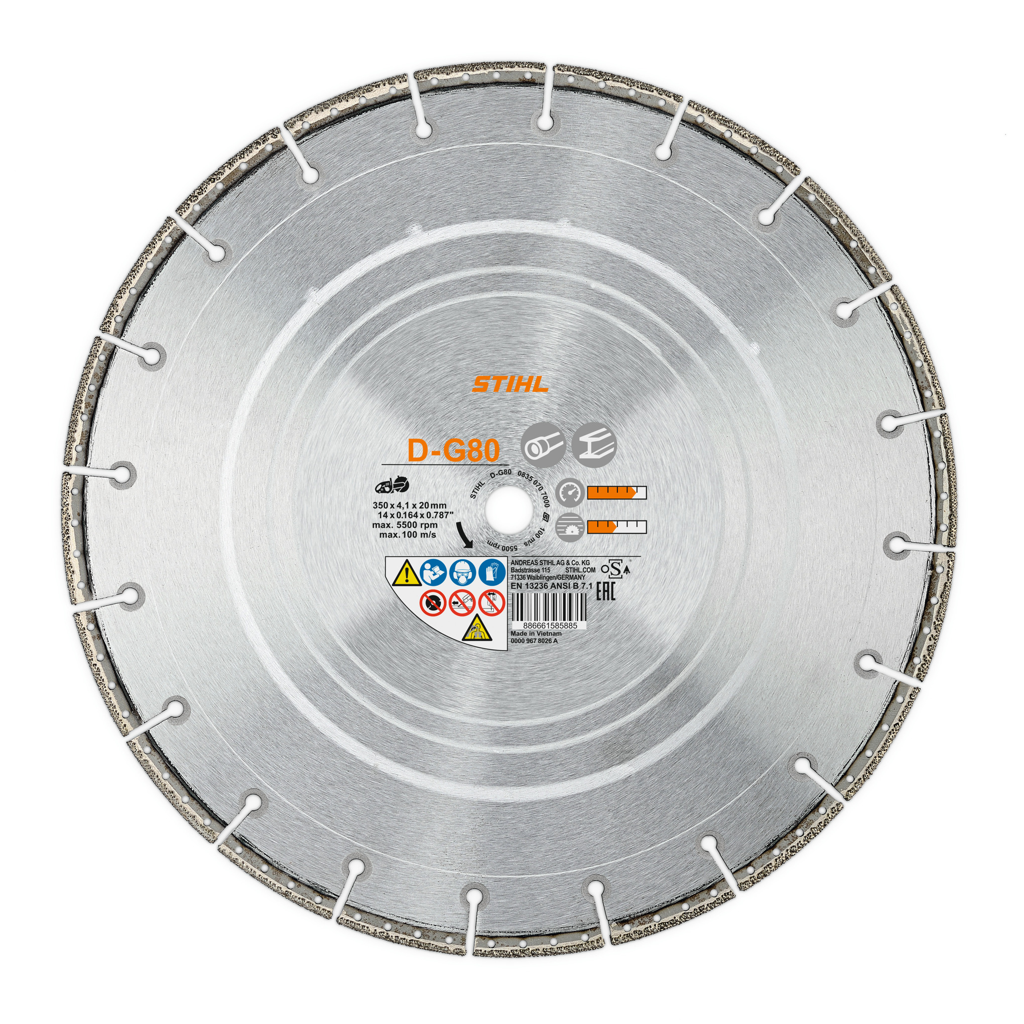 Diamond cutting wheel - Ø 350mm/14", Pipeline construction, D-G80