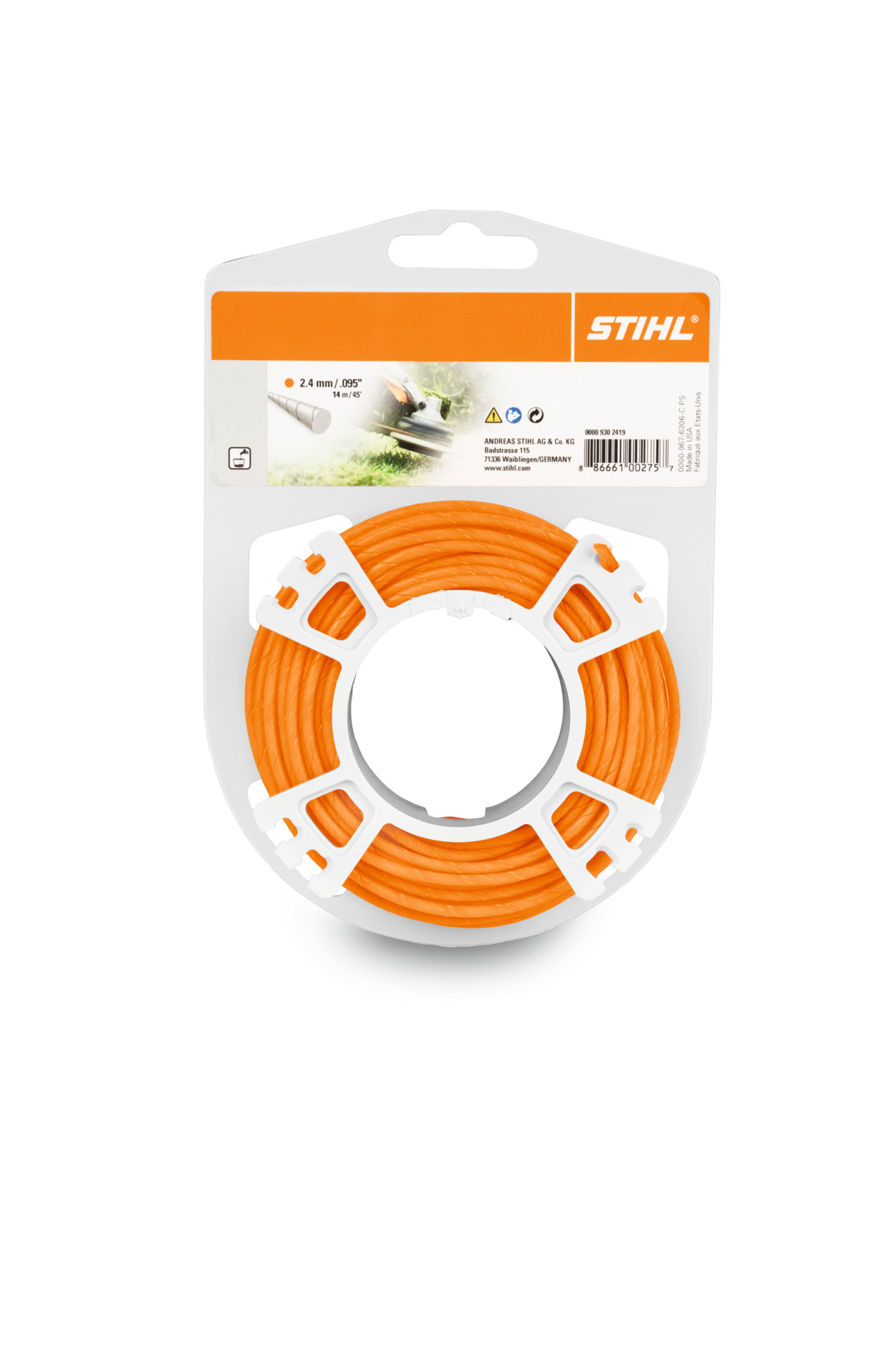 Round and Quiet Mowing Line - 2.4mm - Orange