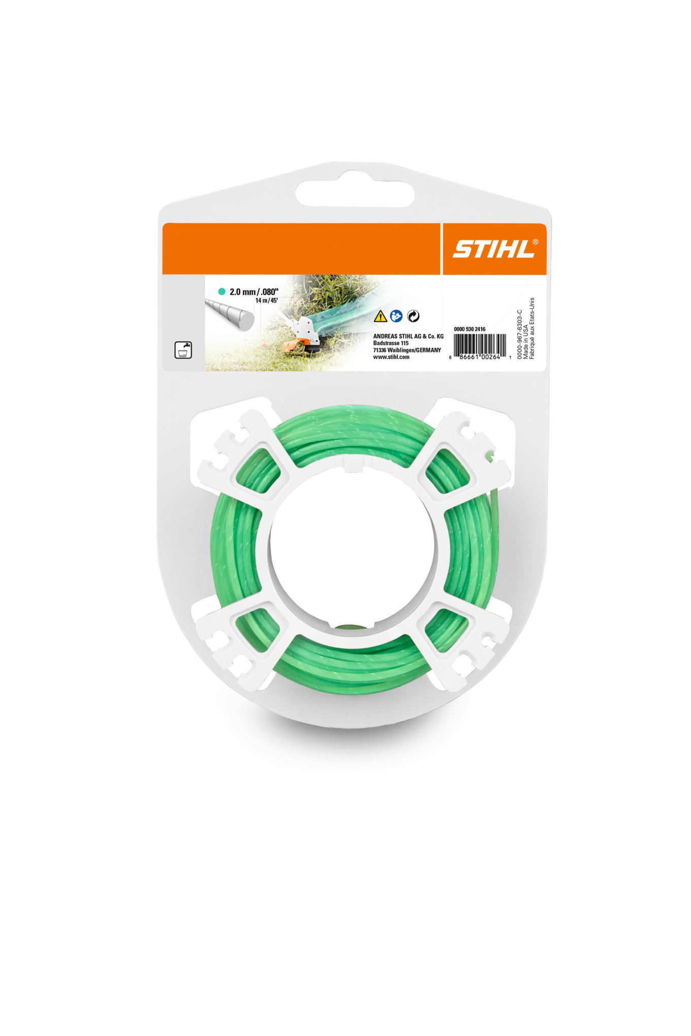 Round and Quiet Mowing Line - 2.0mm - Green