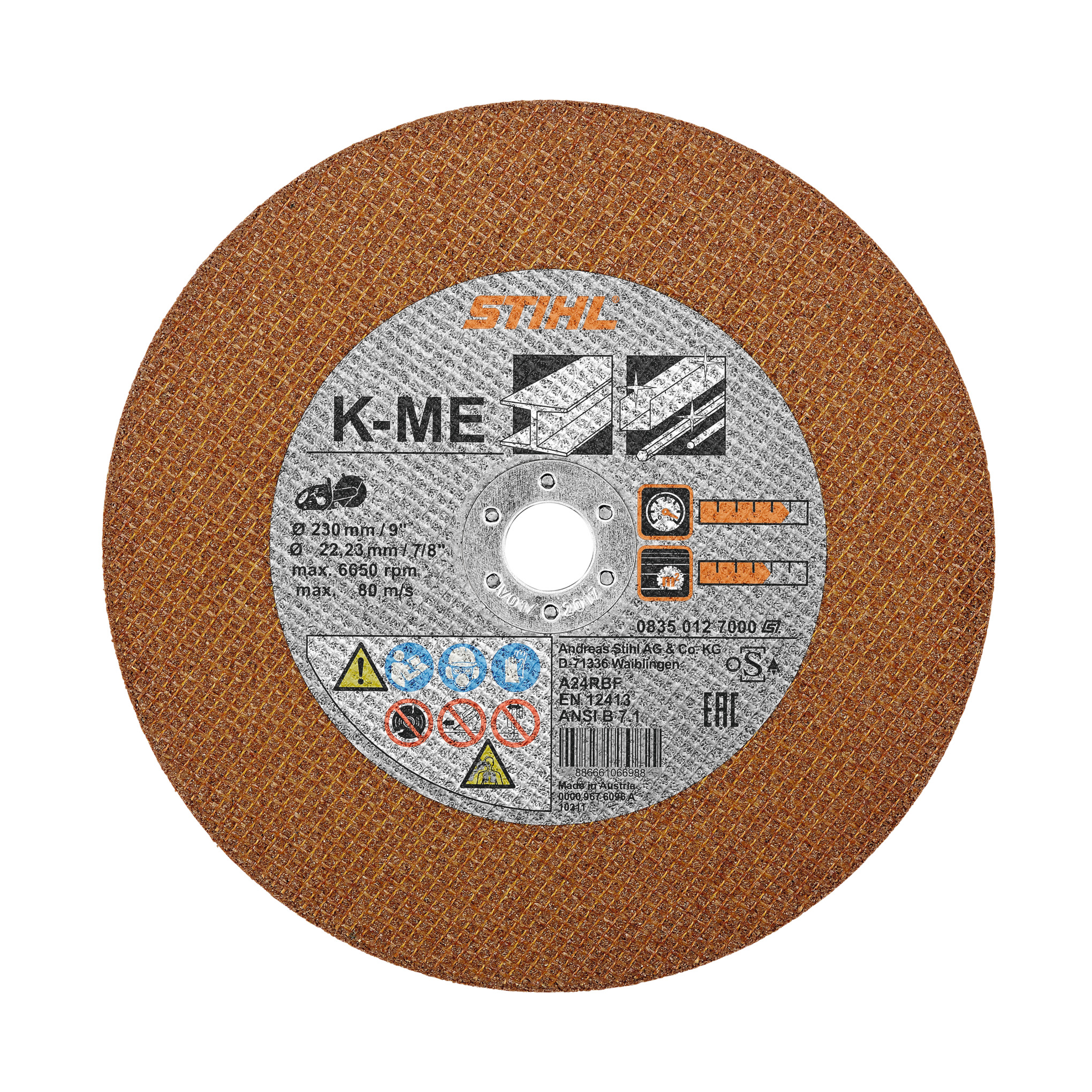 Abrasive cutting wheel - Ø 230mm/9", Structural steel, K-ME