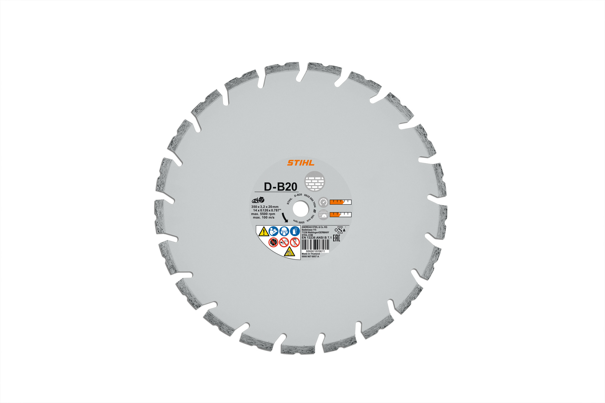 Diamond cutting wheel, Concrete, D-B20, Ø 350mm/14"