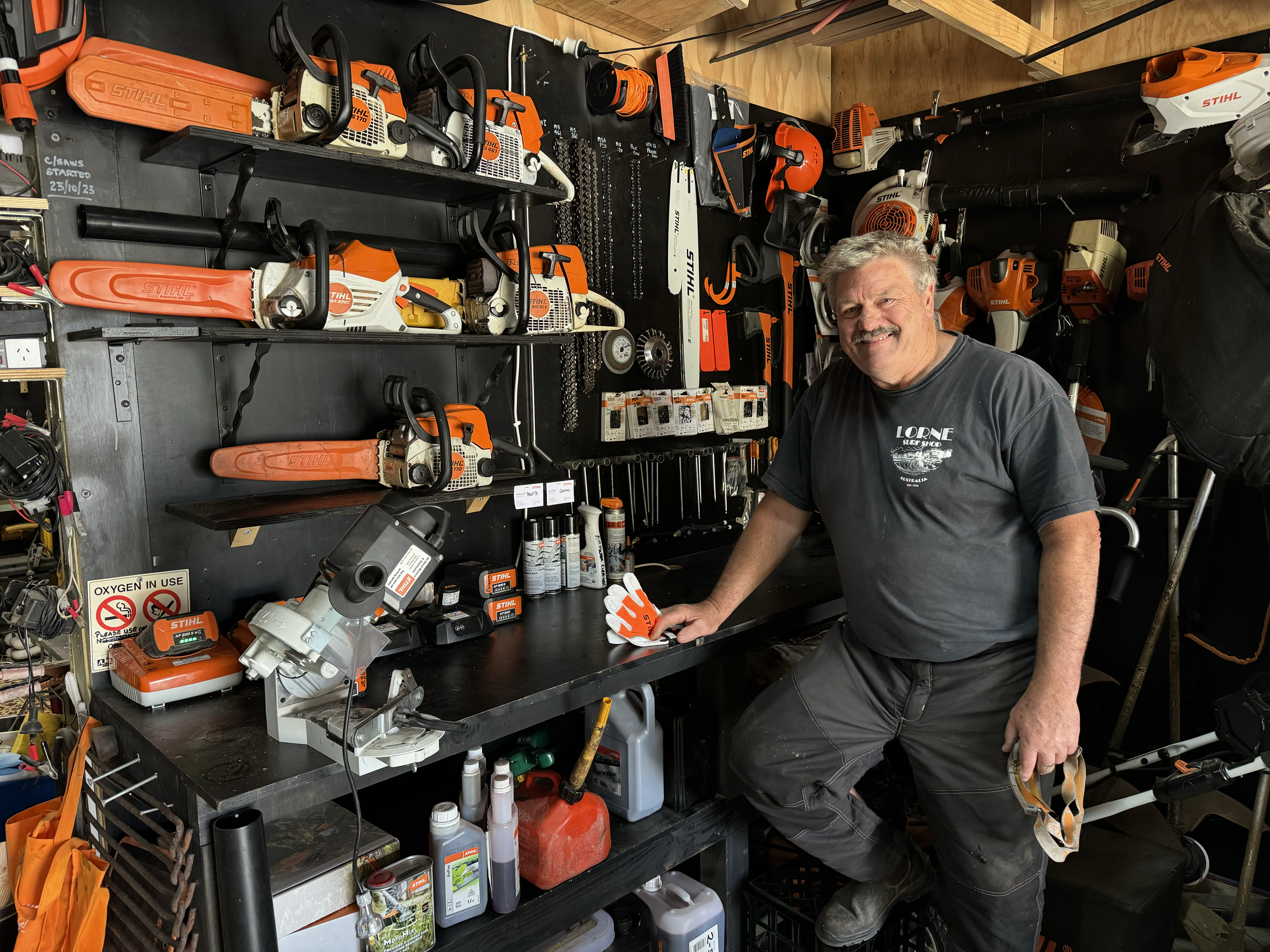 Image of chainsaw on a branch